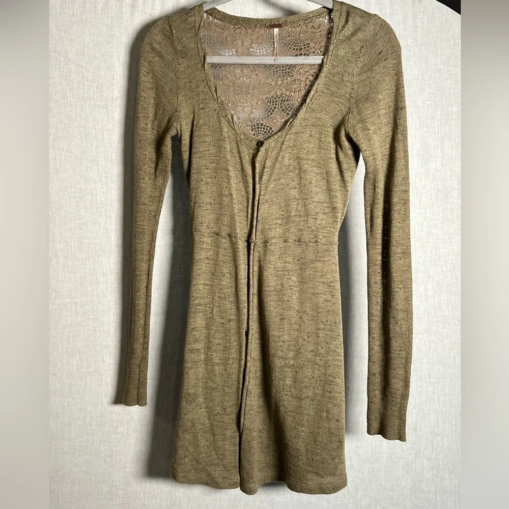 Free People Green Tie Dress-‎ XS